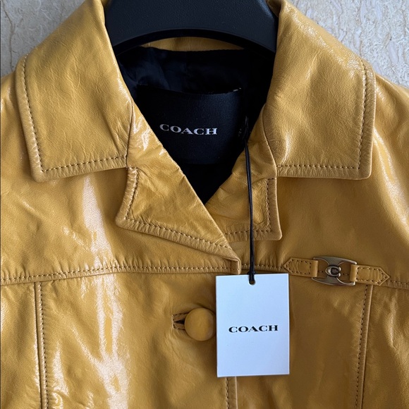 NWT Coach Women's Mustard Patent Leather Jacket. XS. $895 - Picture 2 of 13